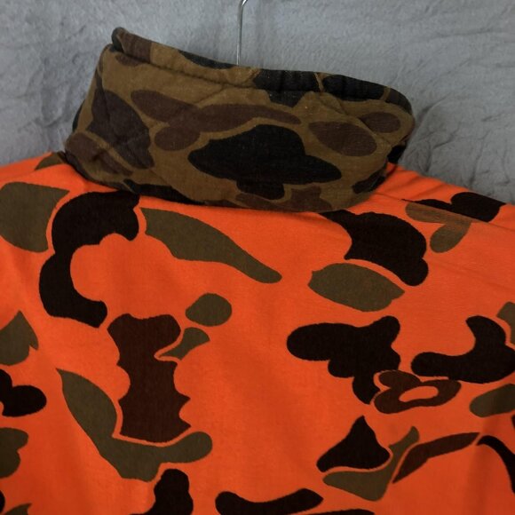 Reversible Hunting Jacket Mens Large Camo Blaze Orange Quilted Pockets Insulated - Picture 15 of 16